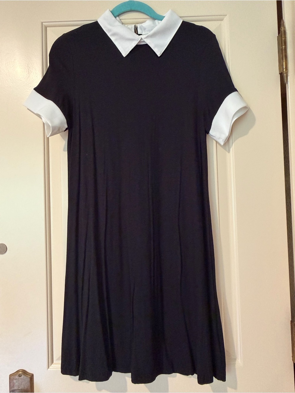 Girls' Black Dress with White Collar and Cuffs Size M